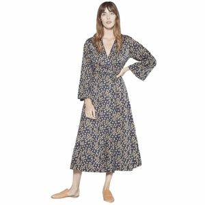 Outerknown Rhiannon Wrap Long Sleeve Midi Dress M